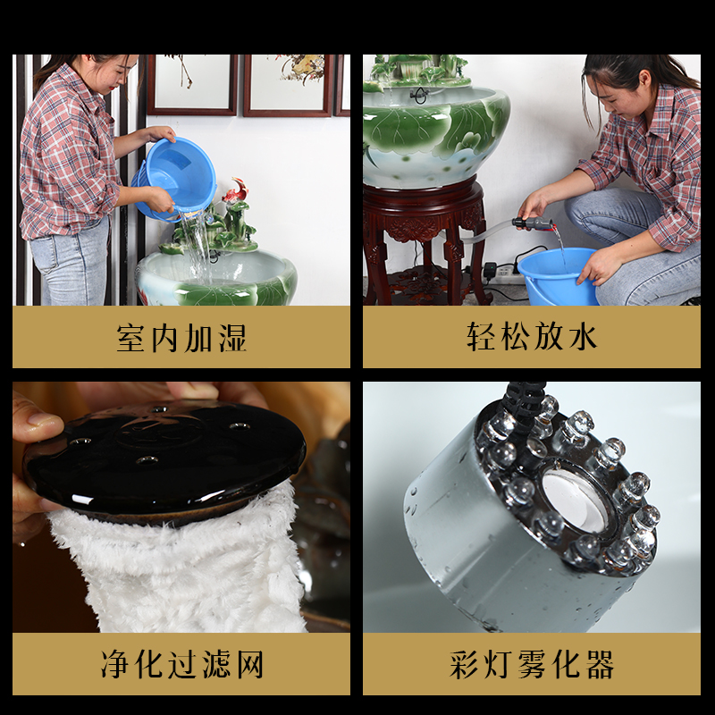 Jingdezhen ceramic aquarium water furnishing articles home sitting room with lamp fish bowl shui plutus filters the goldfish bowl