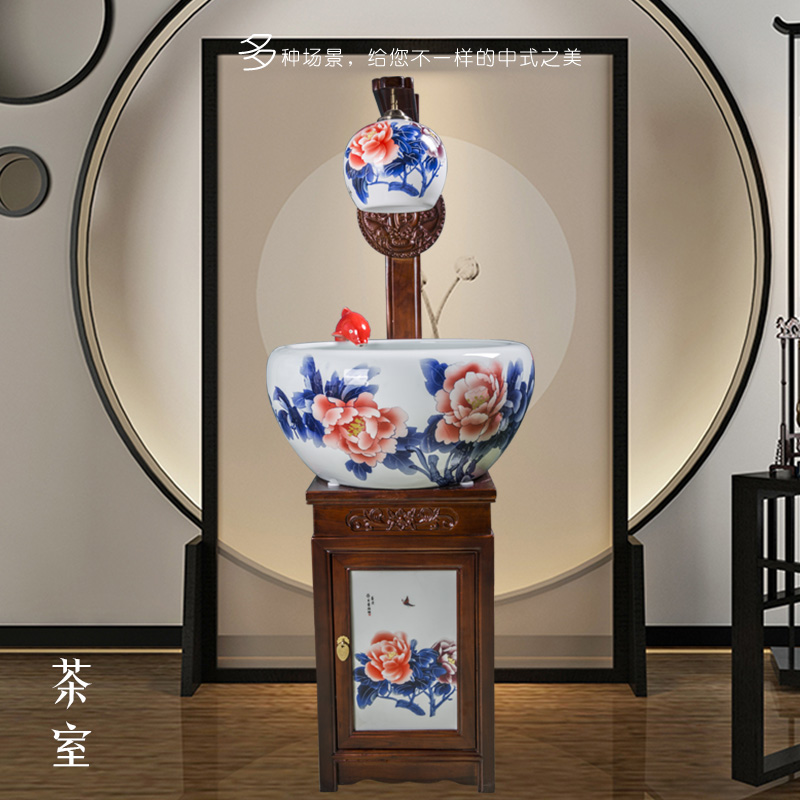 Jingdezhen ceramic decorative furnishing articles aquarium water fountain version into gift sitting room spray filter the goldfish bowl