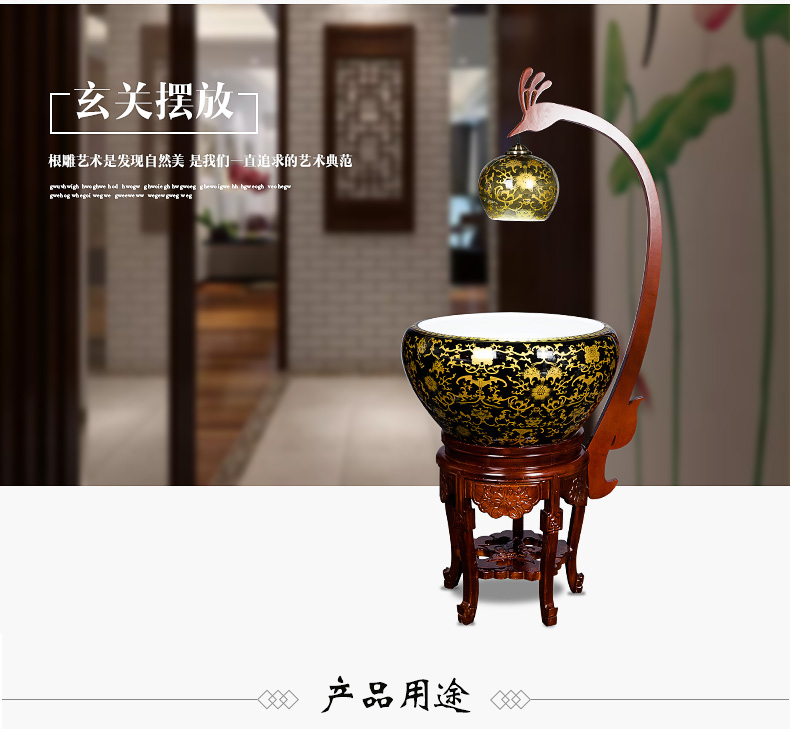 Jingdezhen ceramic aquarium home sitting room aquarium water feng shui plutus furnishing articles filtration cycle of the spray water fish