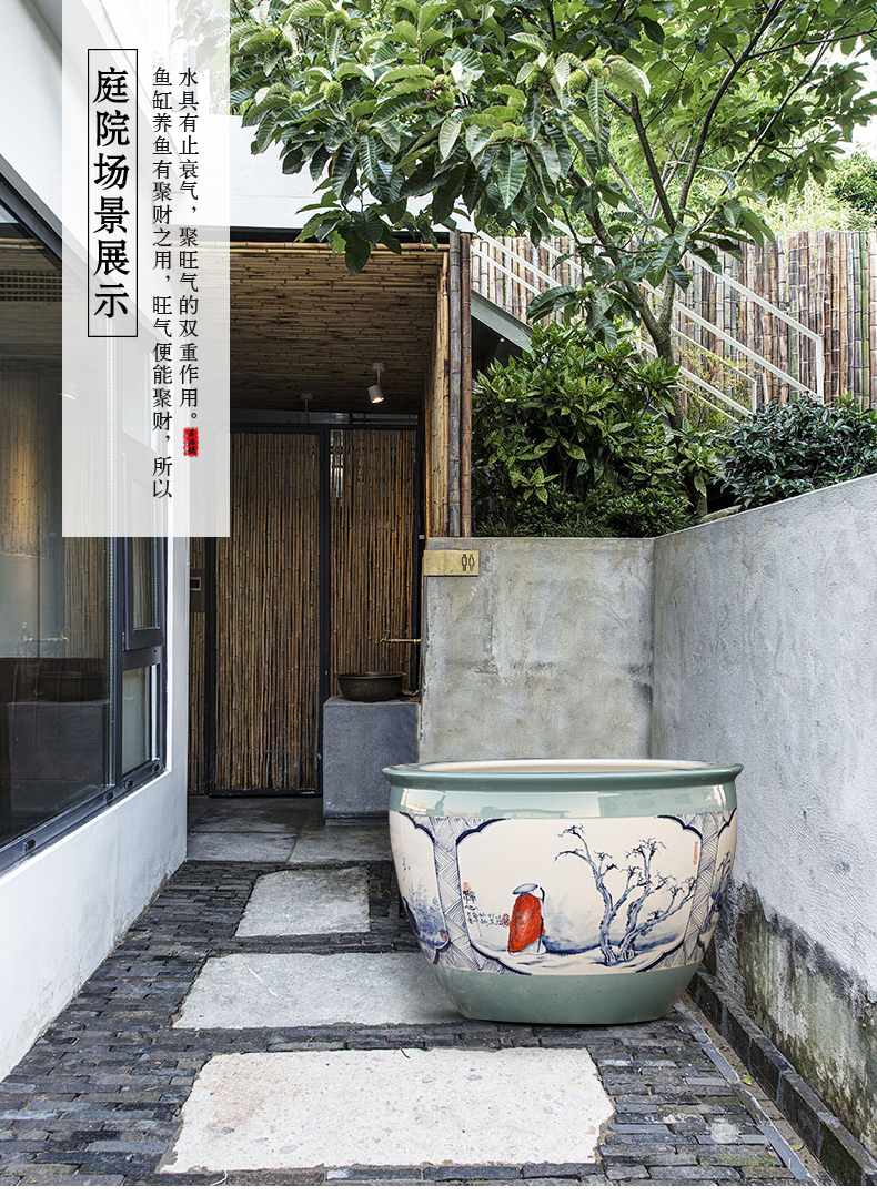 Ceramic aquarium size extra large courtyard lotus lotus flower POTS outside aquarium tank wind collectors cylinder tank
