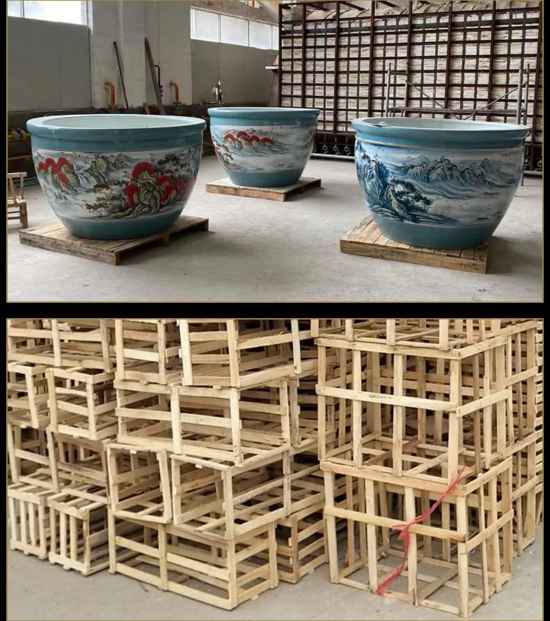 Ceramic aquarium size extra large courtyard lotus lotus flower POTS outside aquarium tank wind collectors cylinder tank