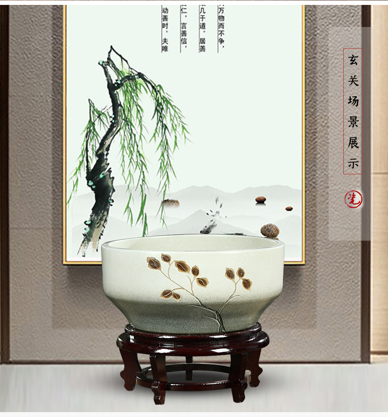 Jingdezhen ceramic aquarium small desktop sleep keep goldfish bowl lotus basin lotus tortoise GangPen furnishing articles in the living room