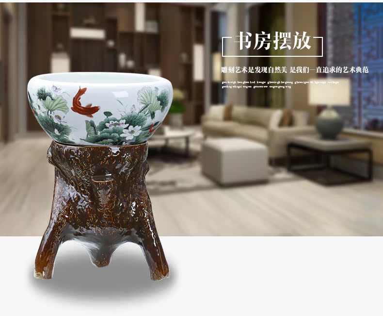 Jingdezhen aquariums small sitting room feng shui plutus pillar landing turtle goldfish pond lily bowl lotus