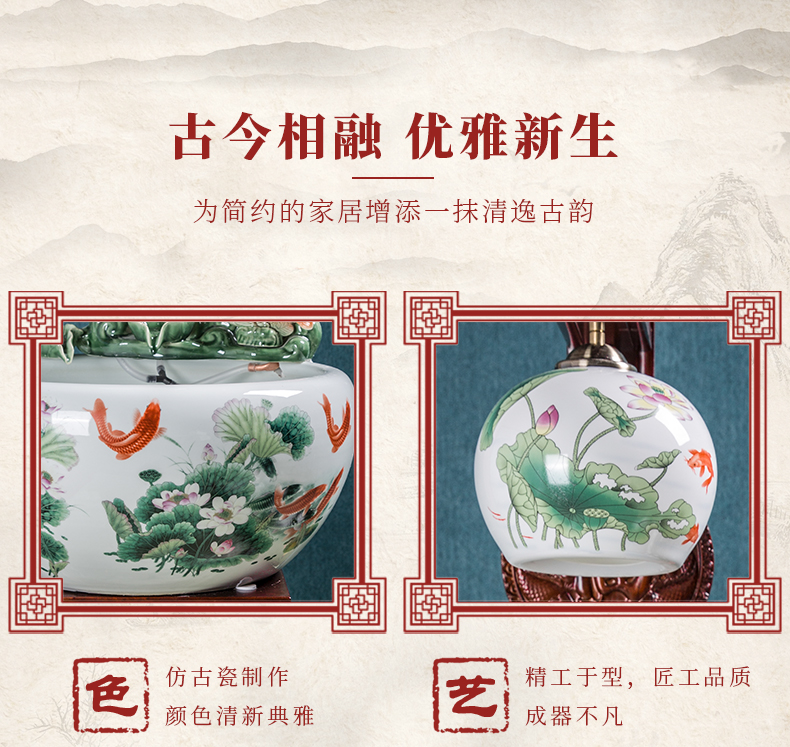 Jingdezhen ceramic sitting room place heavy tank circulation water filter to raise a goldfish bowl goldfish bowl lotus