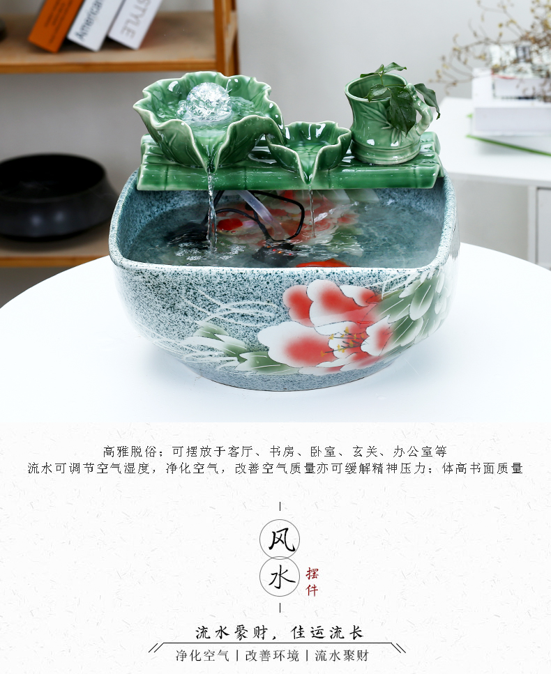 Jingdezhen ceramic aquarium water circulating water of small tortoise cylinder aquarium goldfish bowl small sitting room adornment