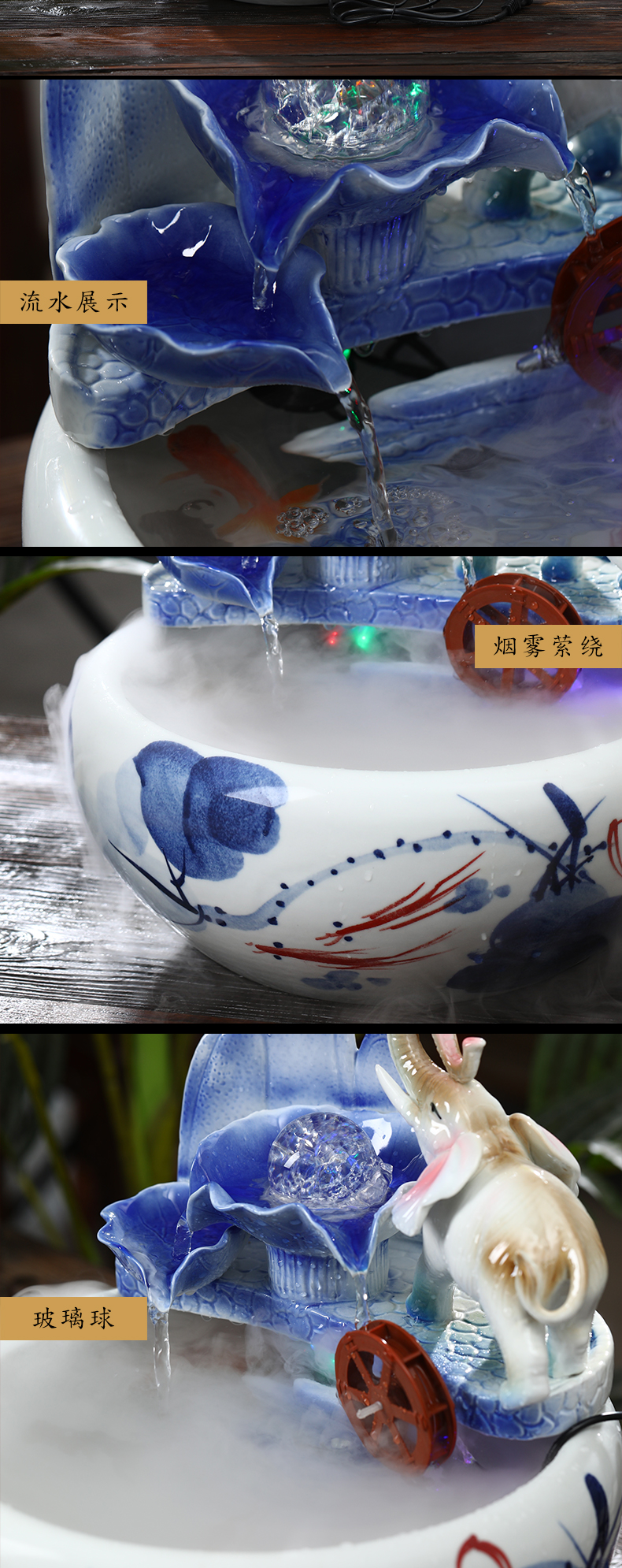 Jingdezhen ceramic aquarium desktop sitting room circulating water tank home furnishing articles small aquarium fish bowl