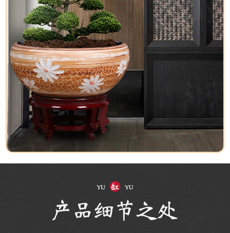 Jingdezhen ceramic aquarium small turtle sitting room home circular cylinder fish bowl goldfish bowl lotus lotus cylinder basin