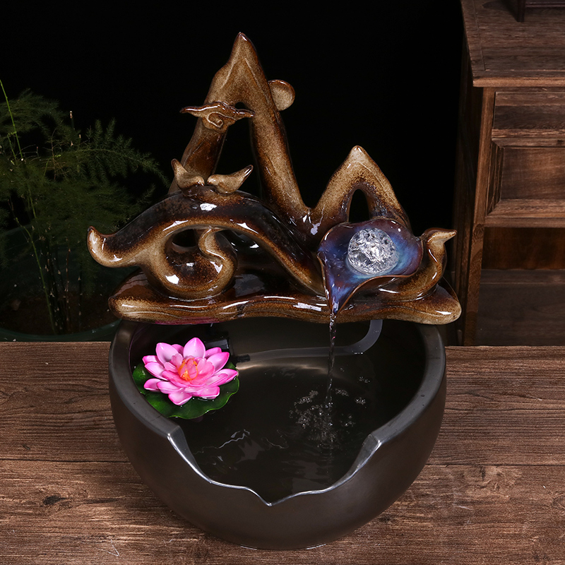 Art spirit of jingdezhen ceramic aquarium water fountain household little golden aquarium fish bowl sitting room humidifying decorative landscape
