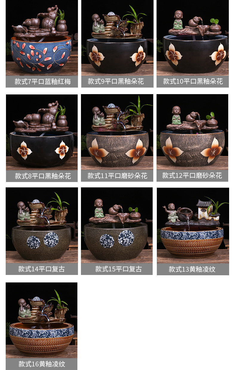 Jingdezhen ceramic aquarium bowl lotus lotus basin of circulating water device goldfish bowl raising goldfish bowl home furnishing articles