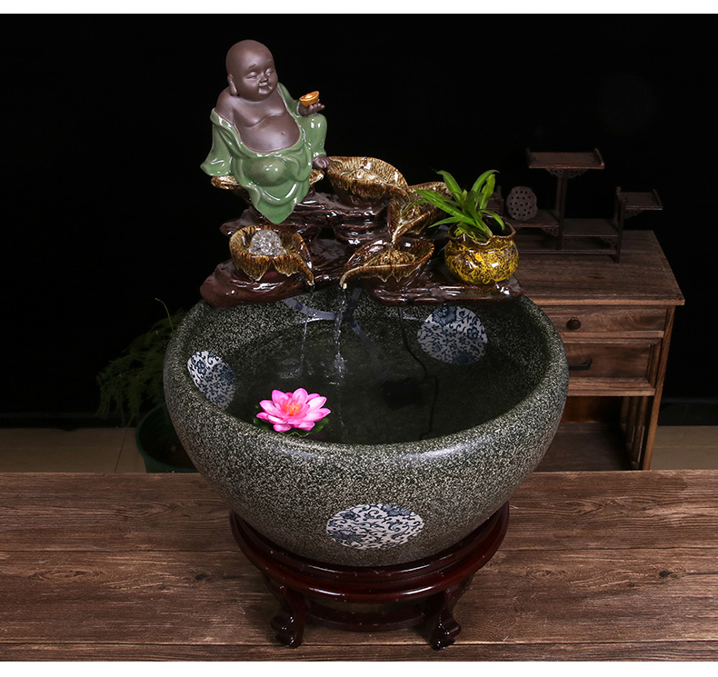 Restoring ancient ways of jingdezhen ceramic aquarium home furnishing articles courtyard circular fountain water goldfish bowl shui plutus turtle cylinder