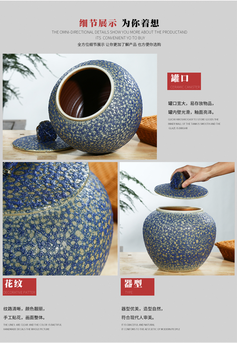 Jingdezhen household moistureproof insect - resistant seal type ceramic barrel ricer box with cover storage tank 20/30 kg of flour