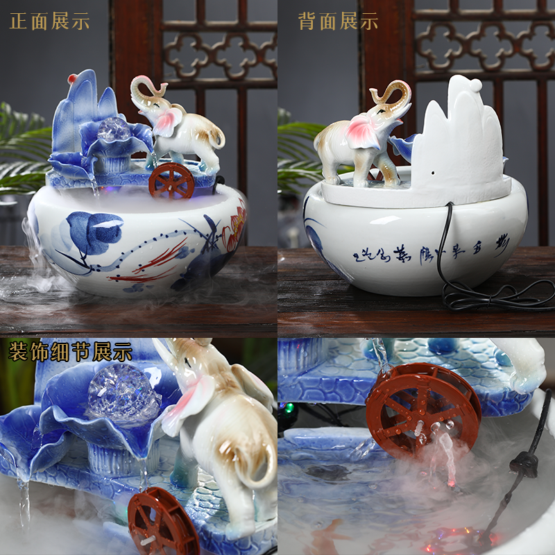 Jingdezhen ceramic aquarium desktop sitting room circulating water tank home furnishing articles small aquarium fish bowl