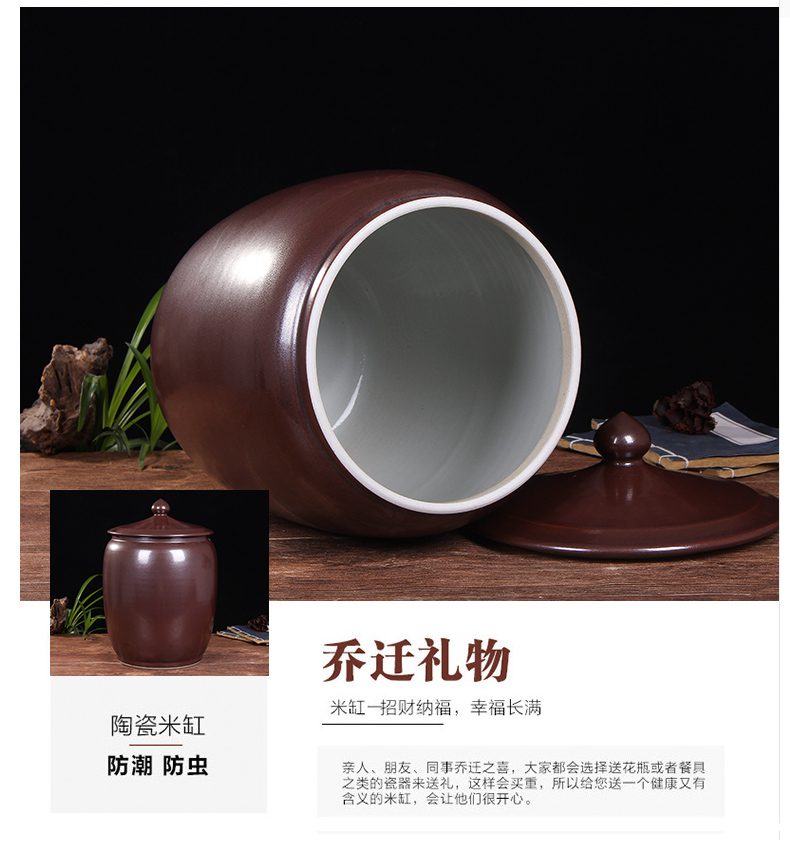 Jingdezhen household moistureproof ceramic cylinder barrel ricer box 20 jins 30 jins the loaded with cover cylinder tank rice storage tank