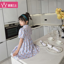 Girls dress 2022 Summer New products CUHK Fashion Shattering Pearl Qipao-Led Bubble with Blister Sleeves Dress