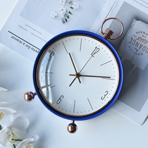 Time few early exit American retro table bell large number living room clock silent clock home battery seat bell blue black