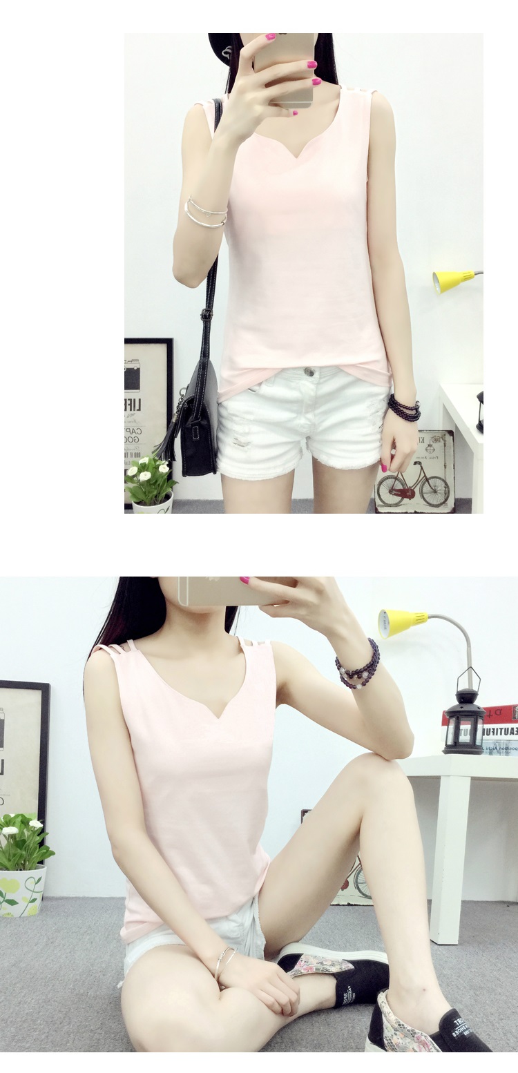 Sợi yafu vest dây áo sơ mi mùa hè mới kích thước lớn thường hoang dã lỏng v- cổ đáy vest nhỏ sling nữ quần áo thời trang nữ
