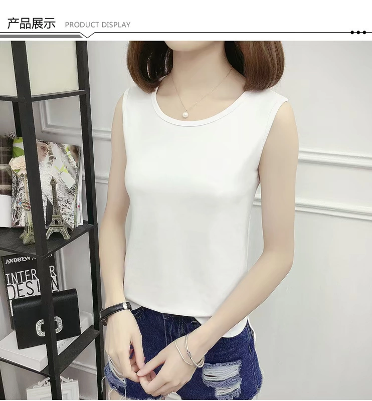 Sợi yafu của phụ nữ vest sling mới kích thước lớn mặc giản dị hoang dã hơi lỏng cổ tròn cotton phụ nữ