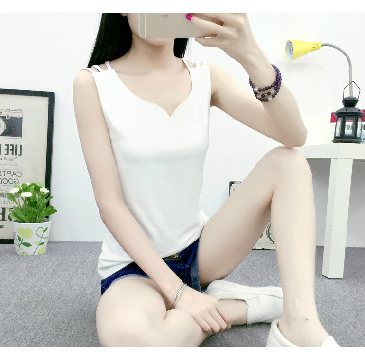 Sợi yafu vest dây áo sơ mi mùa hè mới kích thước lớn thường hoang dã lỏng v- cổ đáy vest nhỏ sling nữ quần áo thời trang nữ