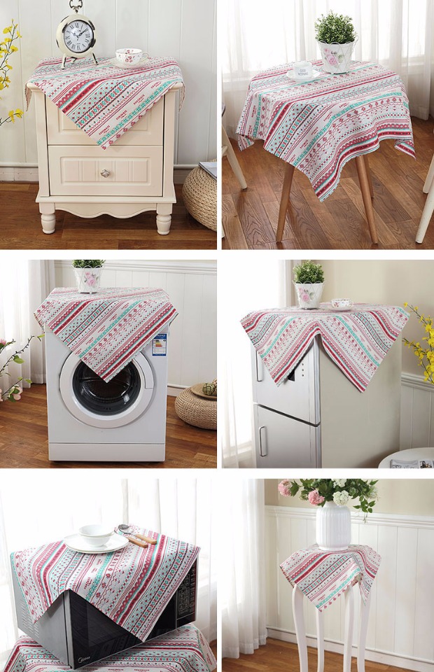 Khăn trải bàn tròn vải cotton tròn khăn trải bàn vải Bắc Âu IKEA phong cách cà phê khăn vải pad vuông hình chữ nhật khăn trải bàn khăn trải bàn trắng trơn