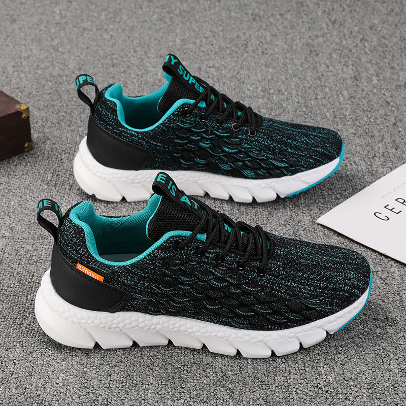 2022 new spring men's shoes fish scale flying woven mesh shoes lightweight soft bottom youth running sports sneakers tide shoes