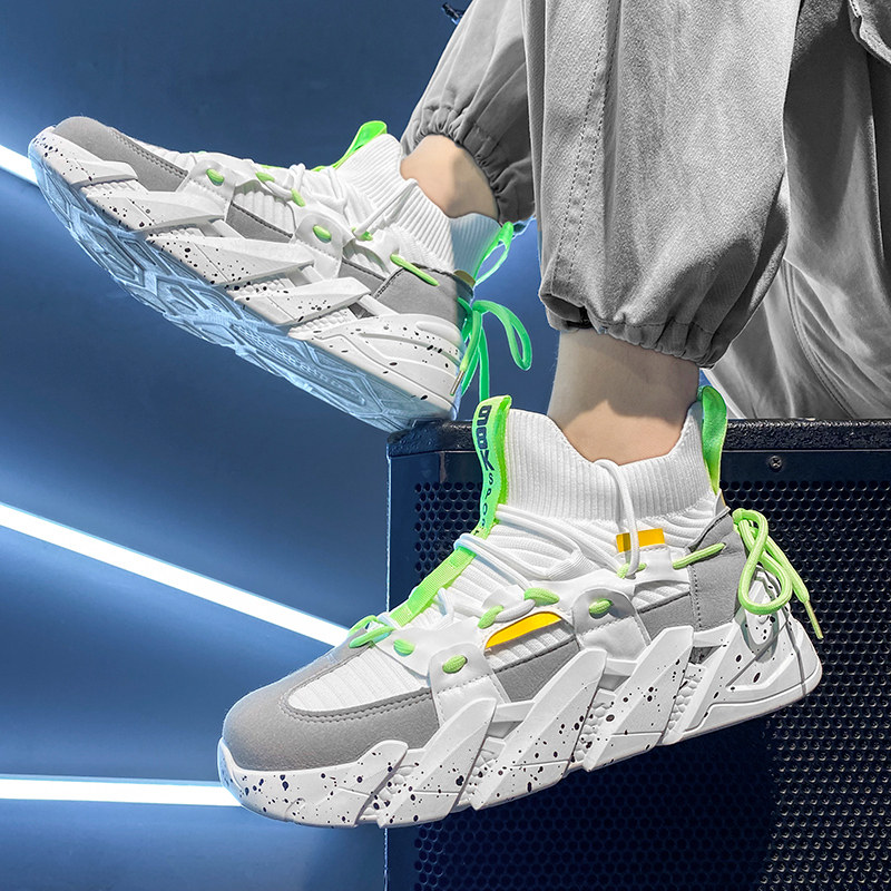 Sneakers men's 2022 new summer breathable thin section fly woven mesh dad thick bottom trend all-match casual mesh shoes