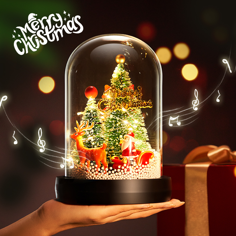 Christmas presents Christmas Eve gift Christmas trees send children girls kids music Eight soundboxes Water crystal balls-Taobao