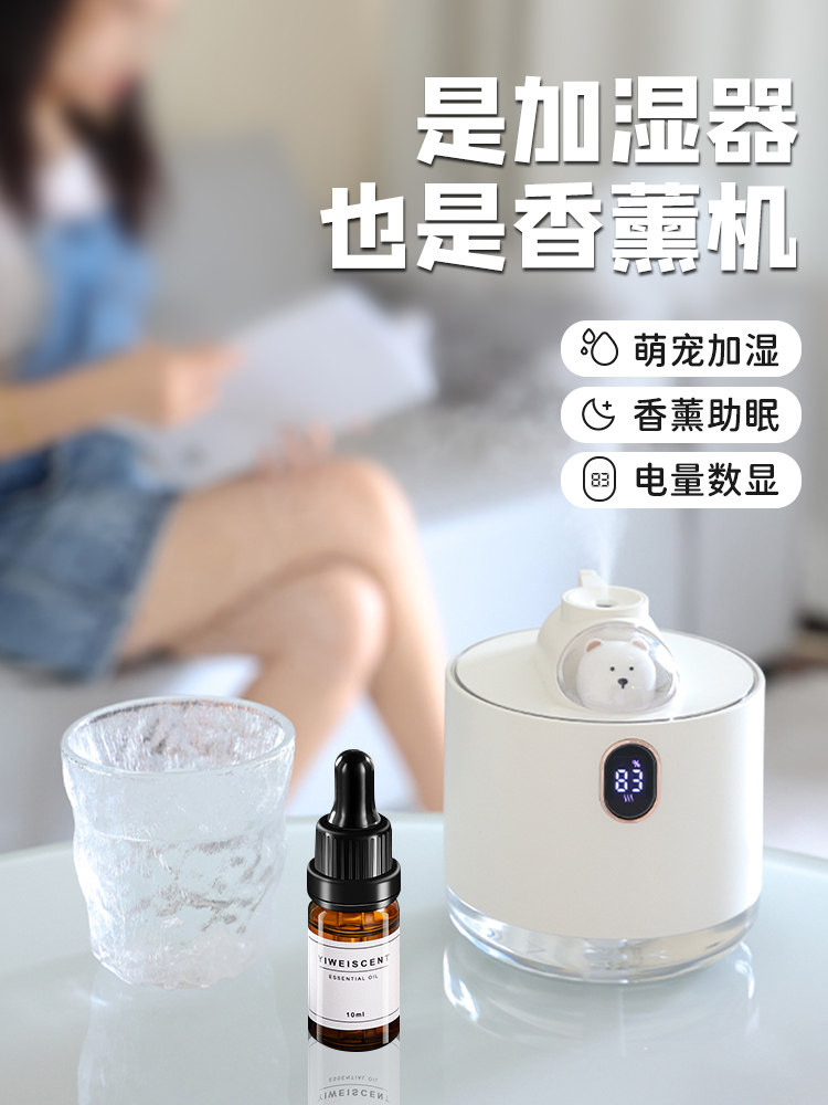 Humidifier, Small, Household, Silent, for Bedroom, Room, Office, Desktop, Air, Dormitory, Student, Mini, Aromatherapy, Rechargeable, Special for Pregnant Women and Babies, High-End, Practical, Gift for Girlfriend's Birthday