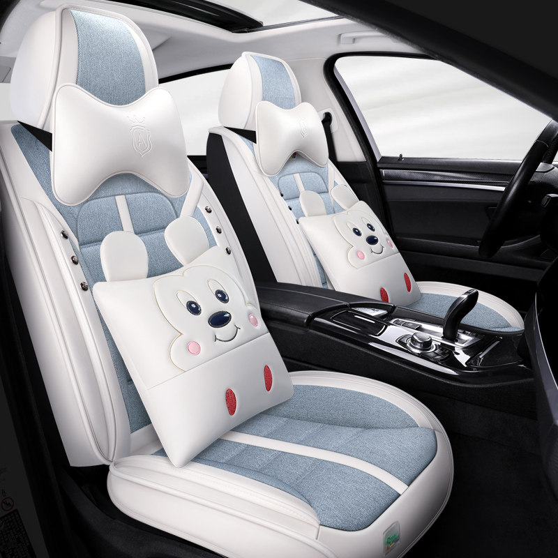 Car seat cushion ins net red female four seasons general all-around trendy brand linen suit all-inclusive cartoon cute seat cover
