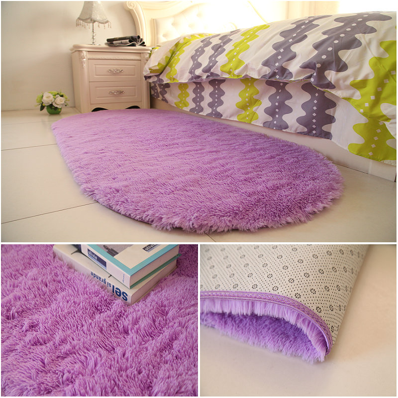 Silky thảm bầu dục dày trước khi bàn cà phê phòng ngủ nhà sống thảm pad phòng hiện đại dễ thương tùy chỉnh màu hồng - Thảm thảm đỏ
