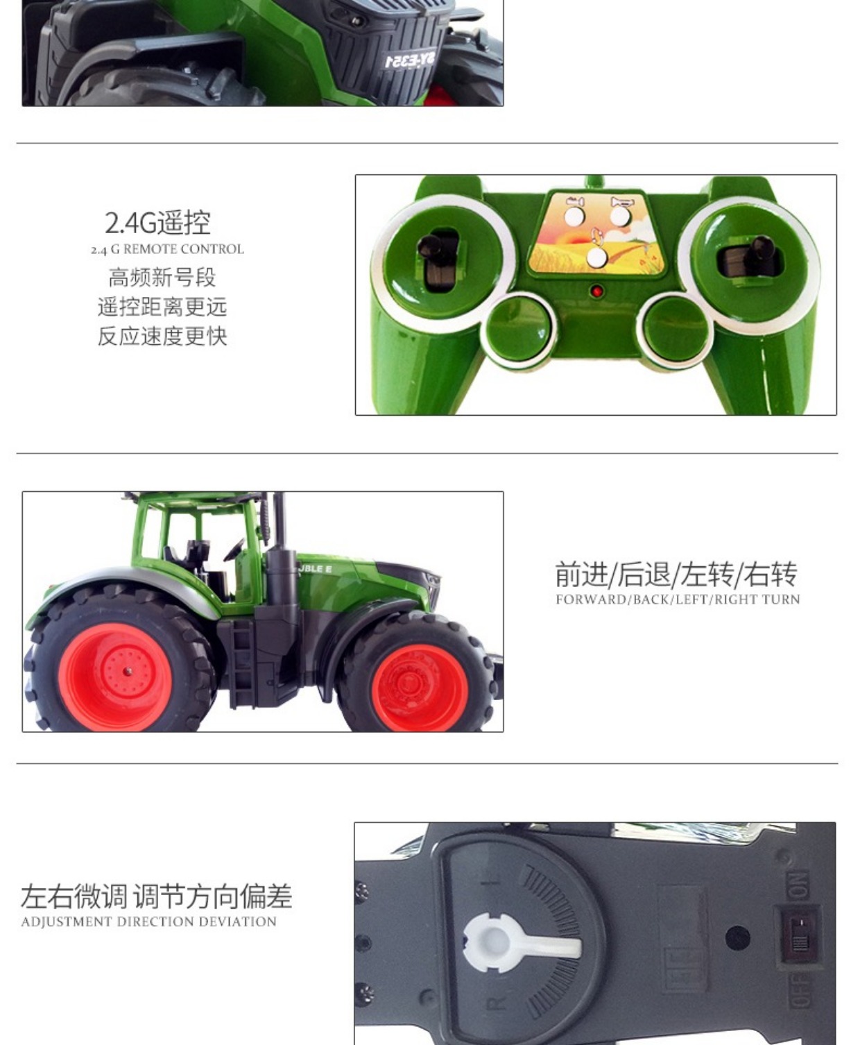 Trẻ em đồ chơi máy kéo đồ chơi xe máy kéo mô hình bốn bánh lớn điều khiển từ xa máy kéo kỹ thuật xe tải nông dân đồ chơi cho bé 1 tuổi