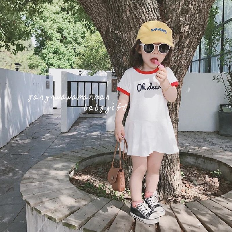 Foreign Dolls Slowly Girl Foreign Dress Korean Version Children Baby Baseball Skirt Pure Cotton 2021 Summer New Foreign Pie