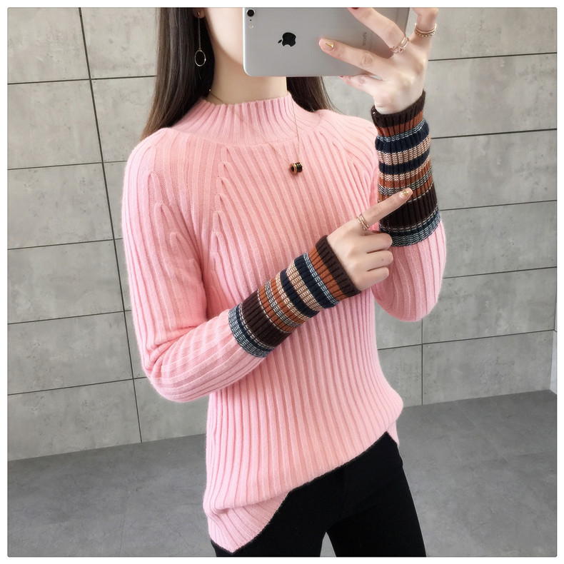 Áo len nữ mùa thu và mùa thu mới của Hàn Quốc áo len ngắn nửa cổ cao tay dài áo len dày áo len áo len kiểu hàn quốc cực đẹp