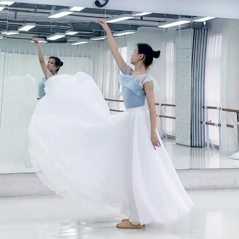 Flowering Cloud Dance Costume Double-Layered Tencel 1080-Degree Large Swing Dance Skirt Half-Length Skirt Practice Classical Dance Skirt Flowering Cloud Dance Costume Double-Layered Tencel 1080-Degree Large Swing Dance Skirt Half-Length Skirt Practice Classical Dance Skirt