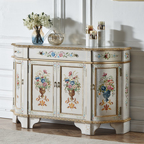 European-style painted sideboard French storage starter decorative shoe cabinet White European porch cabinet living room wall side cabinet