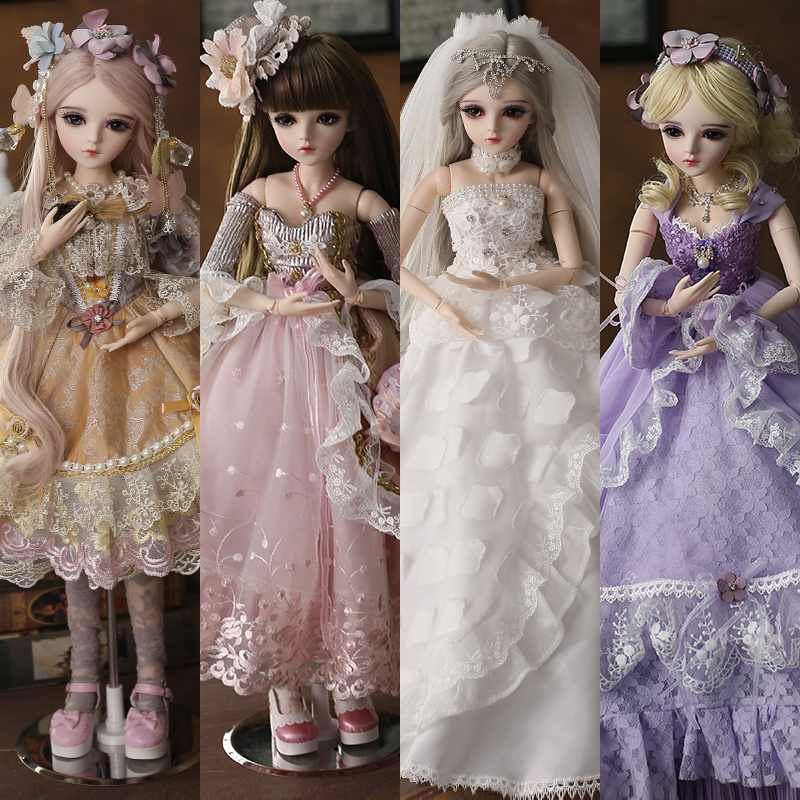 Doris Kitty Doll Clothes 60cm Bjd Doll Dress-Up Clothes 1/3 Scale Jointed Doll Wedding Dress
