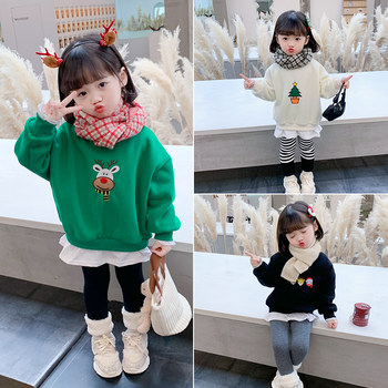 Little Elk Tang 2022 winter children's girls Korean version of the foreign style net red warm plus velvet sweater