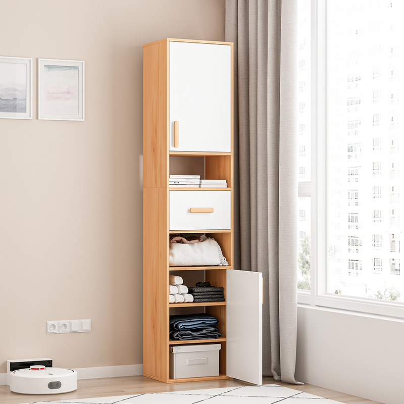 Single door narrow wardrobe rental room with simple cabinet Home bedroom containing cabinet minimalist modern small economic closet