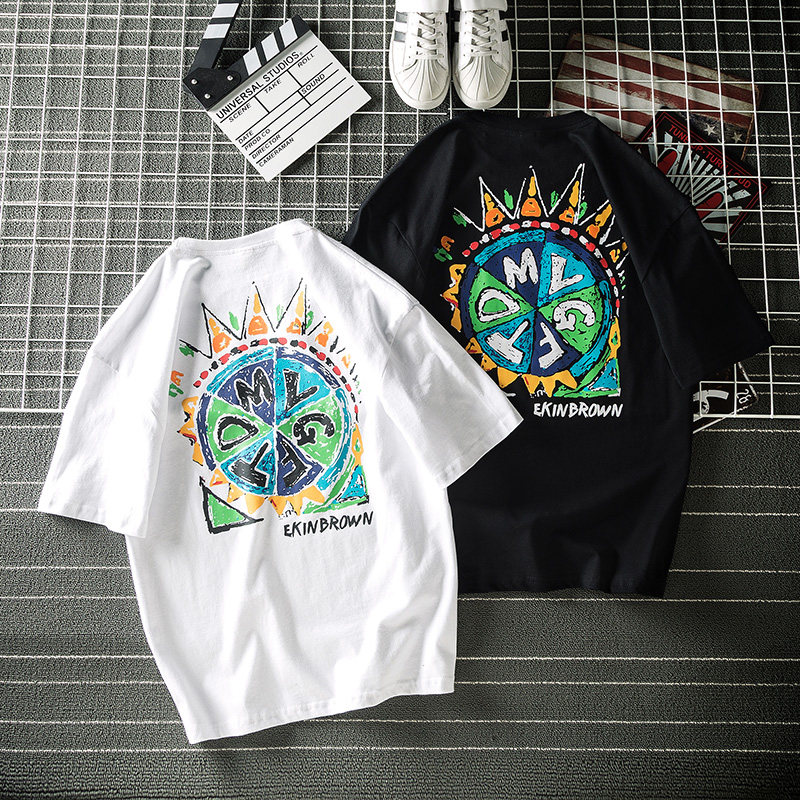 Fat ethnic wind short sleeve T-shirt men plus loose cotton shirt day tide summer student leisure half sleeve