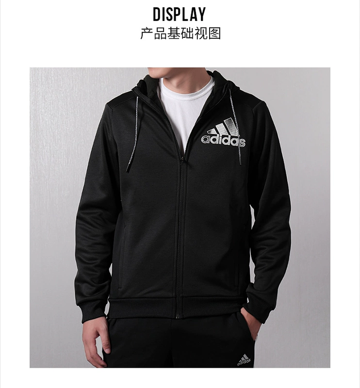 Áo khoác nam Adidas 2019 xuân mới thể thao trùm đầu cộng với áo khoác nhung giản dị BK3717 áo phao hàn quốc nam