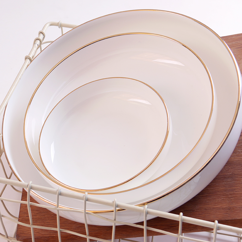 Four ceramic LIDS, creative household deep dish plate round 0 ipads porcelain dish dish plates deep dish