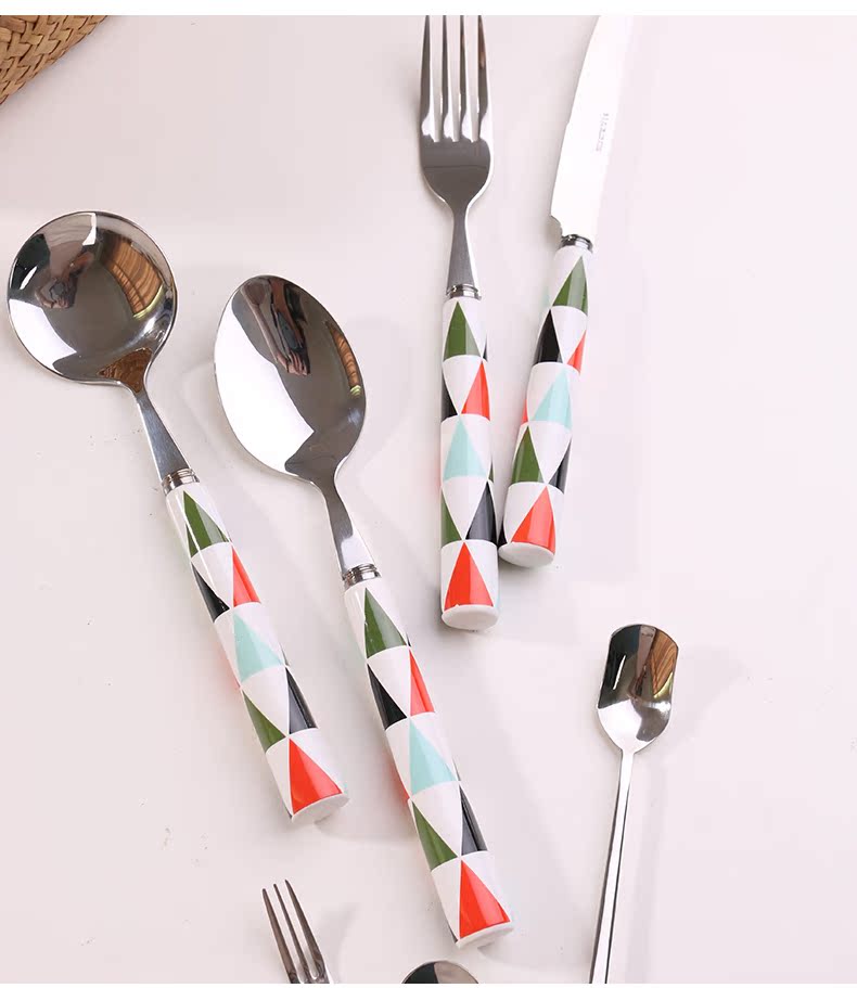 Ceramic handle stainless steel knife and fork spoon, chopsticks web celebrity suit ins wind western - style food tableware household steak knife and fork