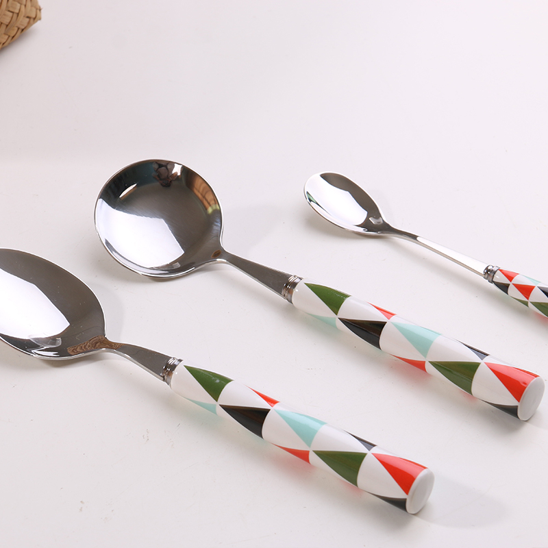 Ceramic handle stainless steel knife and fork spoon, chopsticks web celebrity suit ins wind western - style food tableware household steak knife and fork