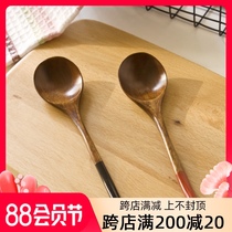 Wooden spoon Baby spoon Creative spoon Cute wooden spoon Korean childrens wooden rice spoon Household wooden spoon