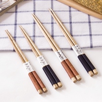 European sushi winding thread tip a single double fast retro home Chinese style solid wood chopsticks set 1 pair