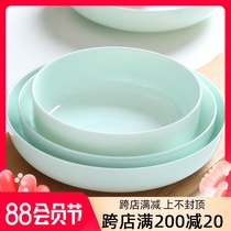 Jingdezhen household plate dish plate round celadon dish plate plate ceramic soup plate Bone china dish plate deep plate
