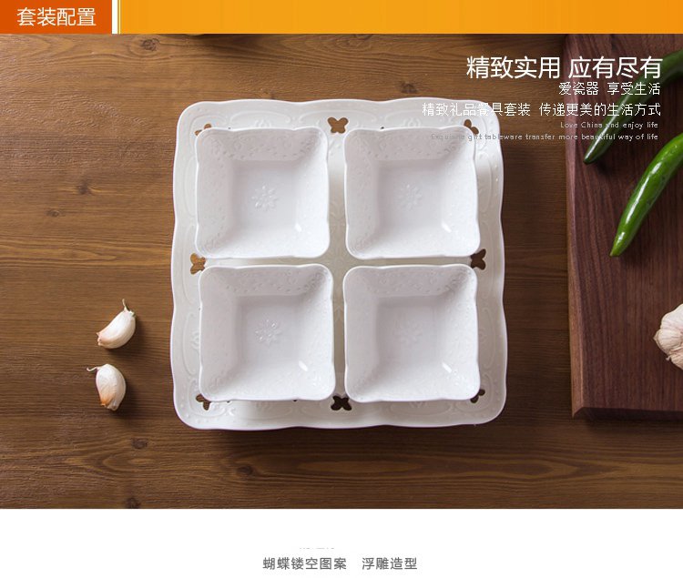 Pure white household condiment bowls ipads porcelain pudding dessert bowl bowl anaglyph ceramic tray square shu she bake bowl