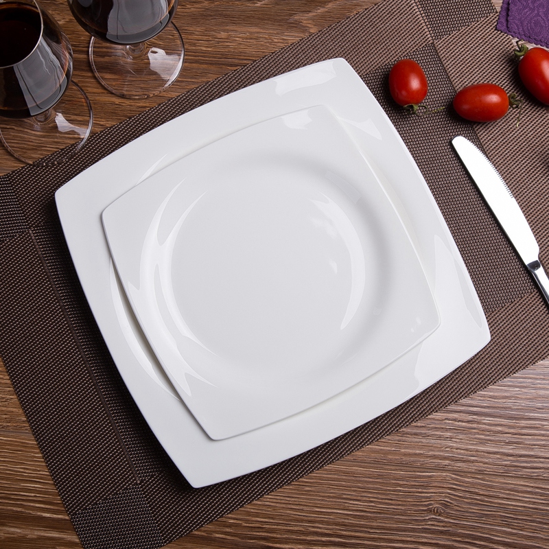 Pure white household square ipads porcelain jingdezhen creative steak plate west tableware pasta dishes ceramic plate