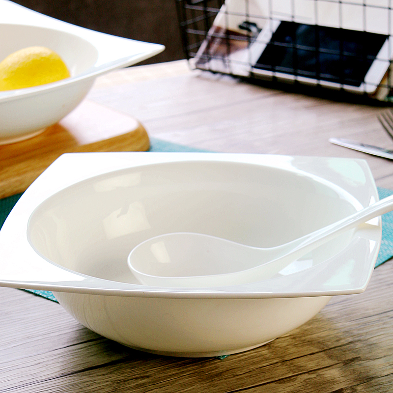 Pure white ceramic bowl rainbow such as bowl bowl for jobs large creative move bowls of soup basin bowl household salad bowl