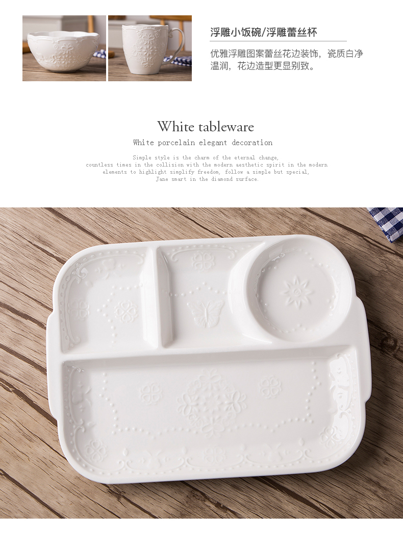 Creative ceramic Japanese means snack plate household one adult food tableware children rectangle separated dinner plates