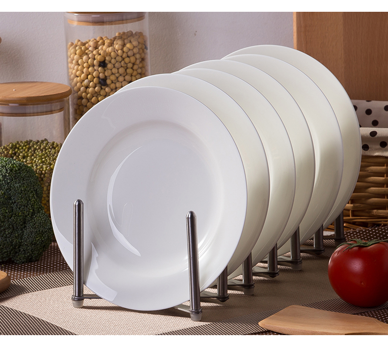 Flat Plate pure white household 0 the ipads porcelain ceramic tableware circular creative Plate steak dinner Plate